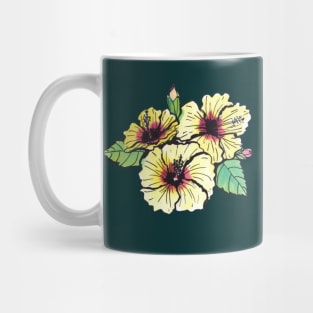 Vibrant Yellow Hibiscus Flower Mug